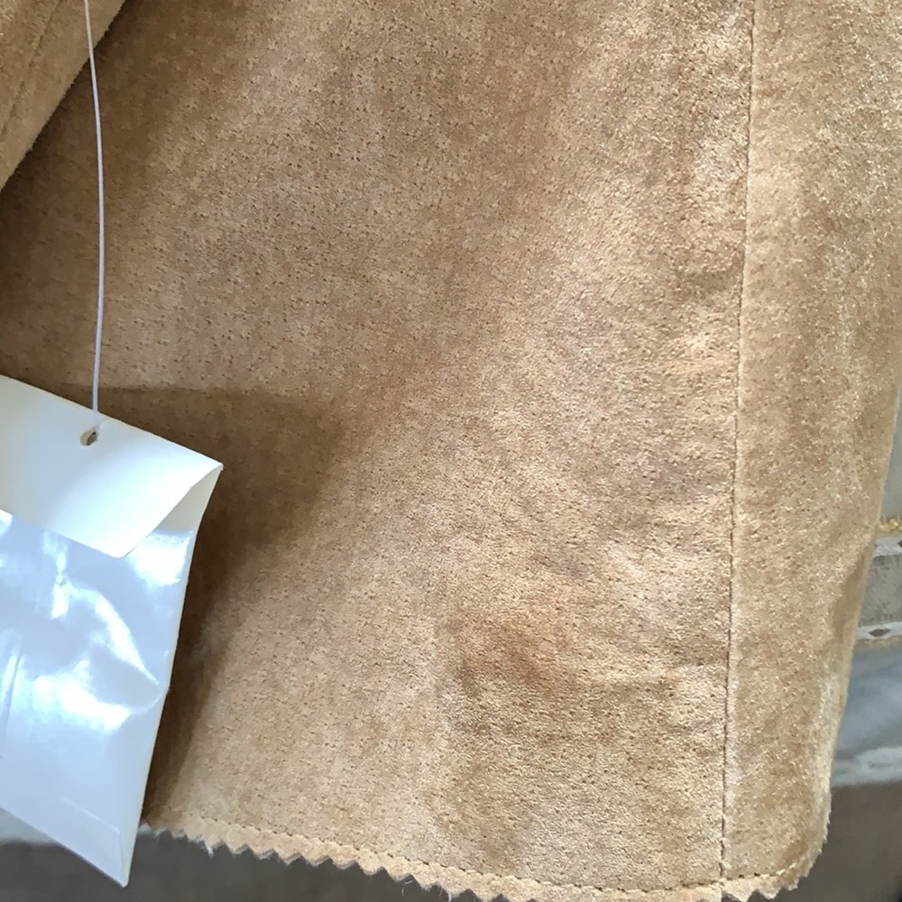 Camel Suede Leather Button-Down Jacket - image 6